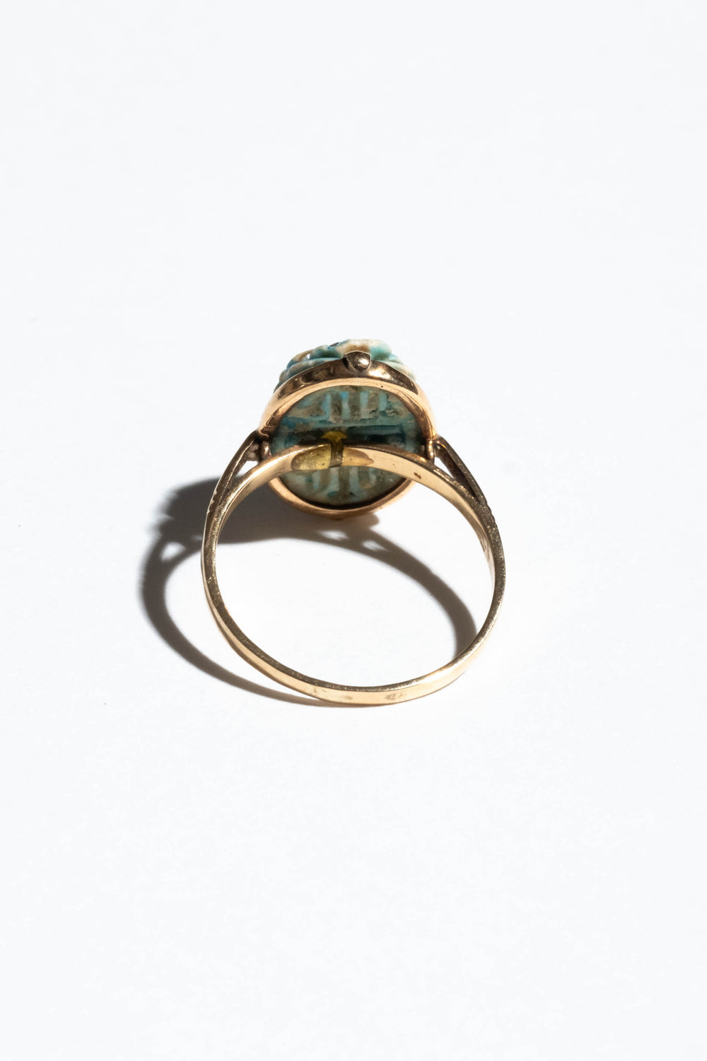 14K Ancient Faience Scarab Ring