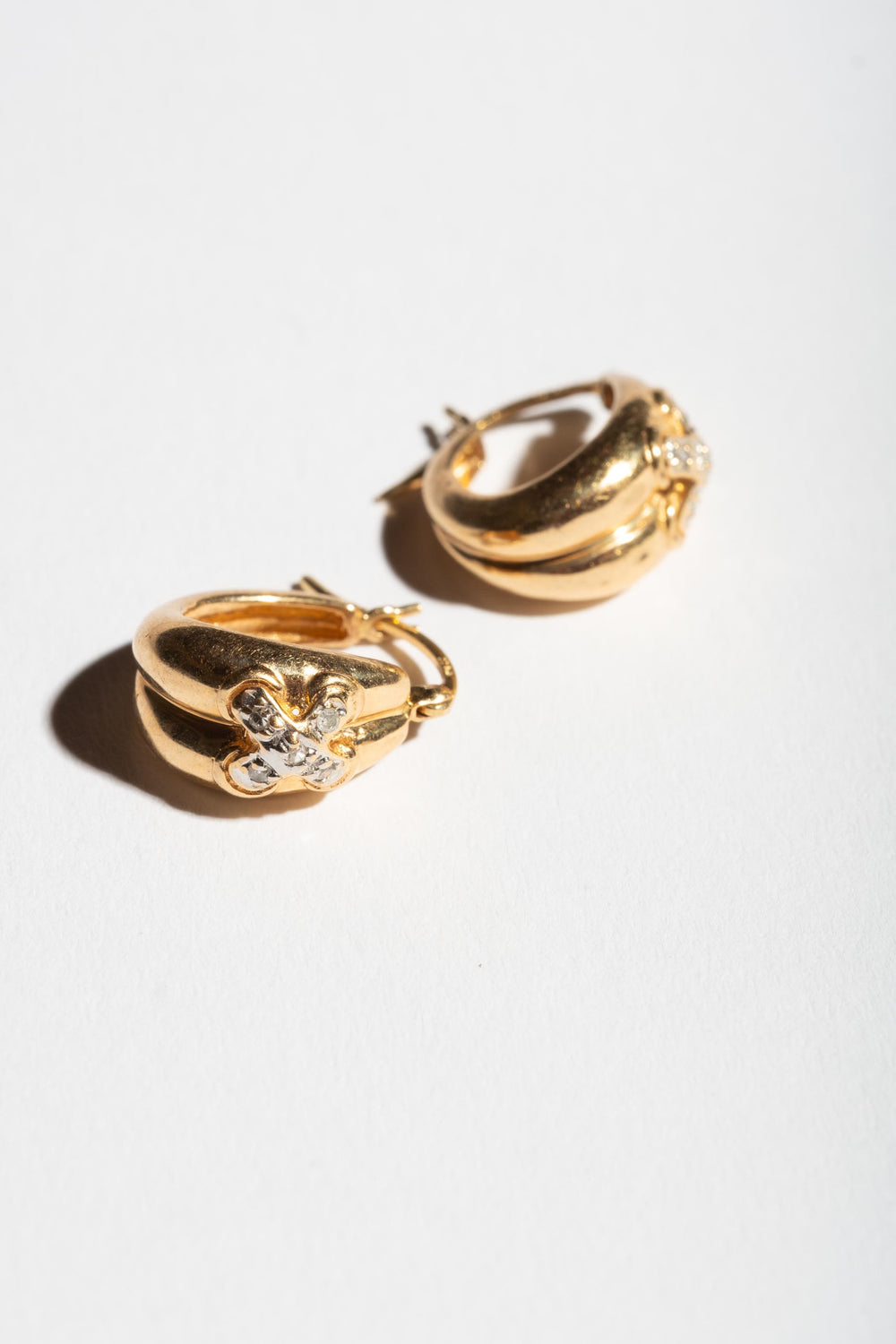 14K Diamond X Hoops