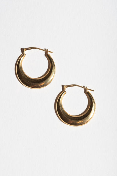 14K Faceted Crescent Hoops