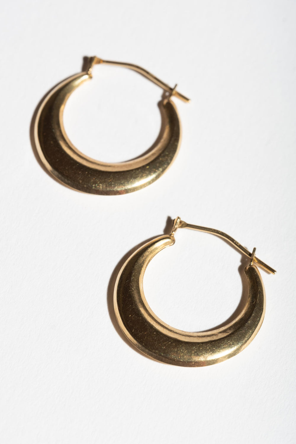14K Faceted Crescent Hoops