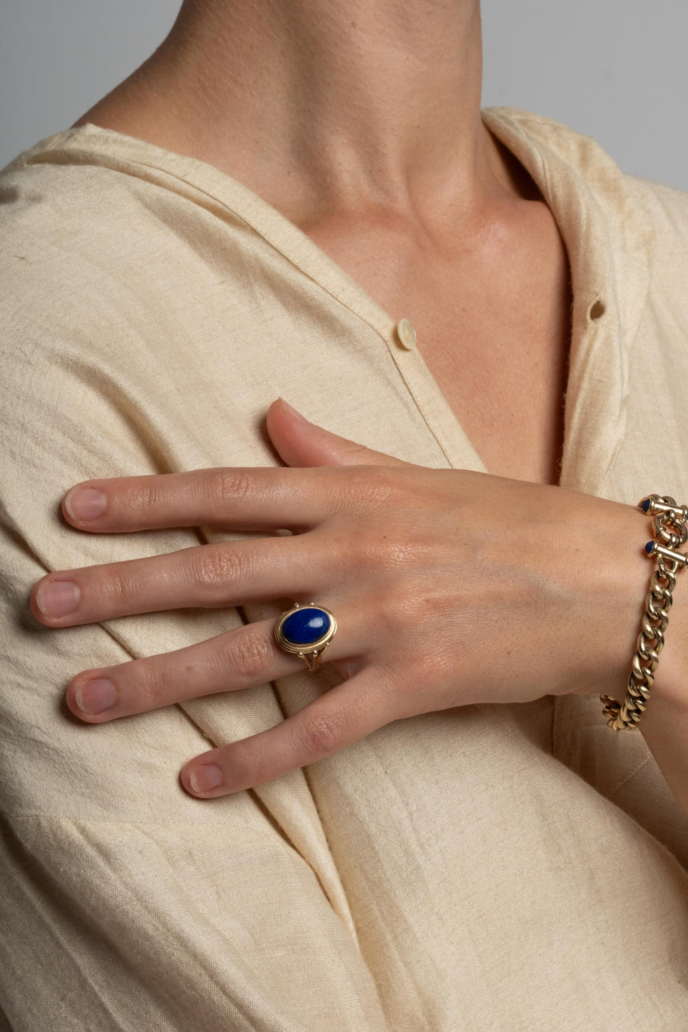 14K Lapis Cabochon Ring