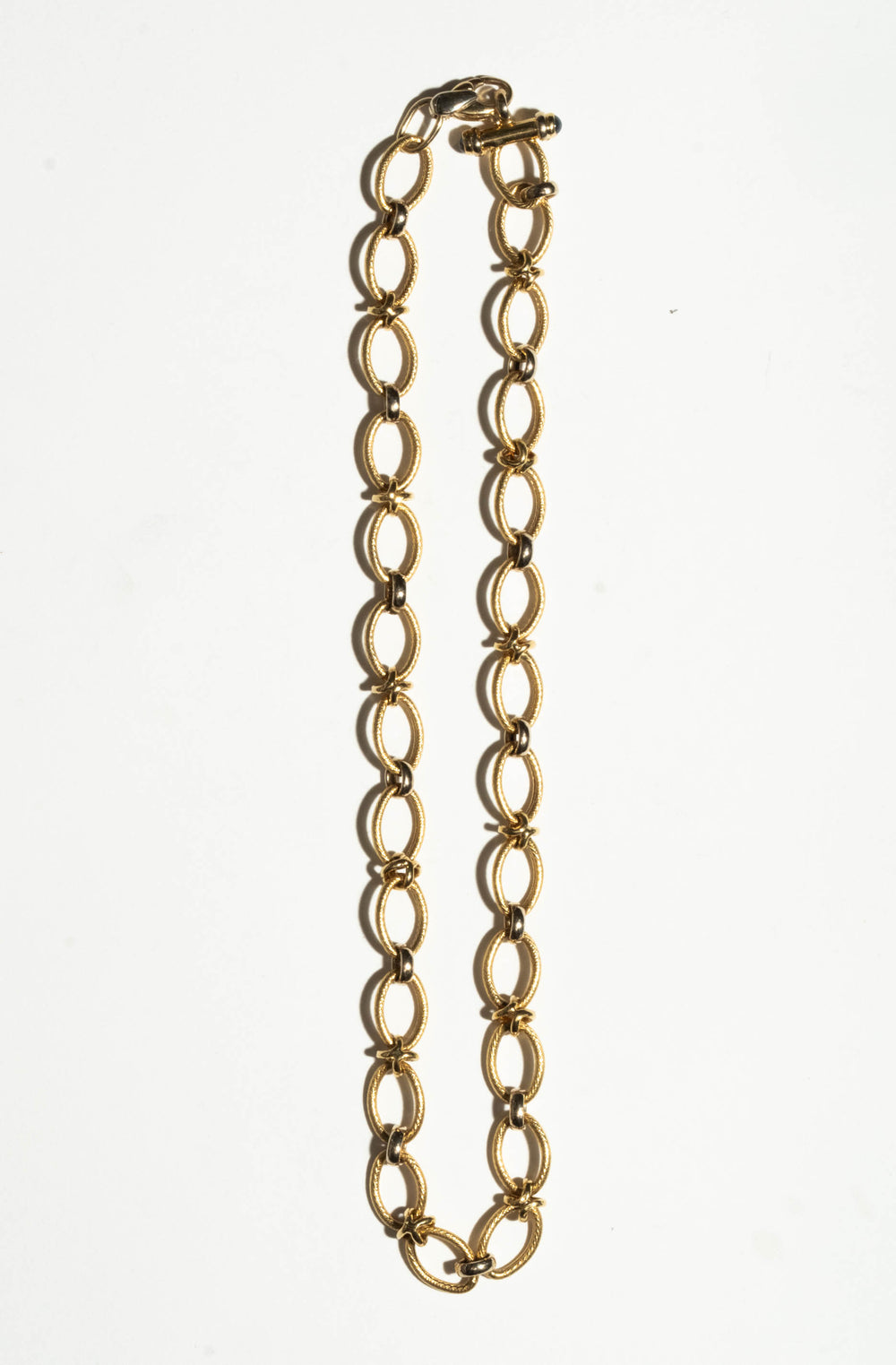 14K Oval Link Choker Necklace with Sapphire