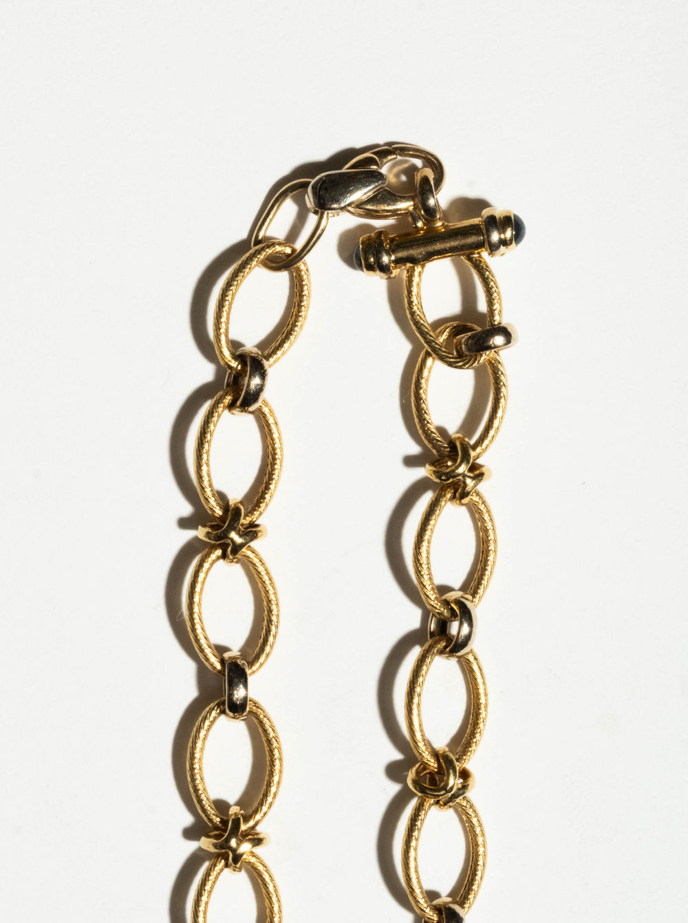14K Oval Link Choker Necklace with Sapphire