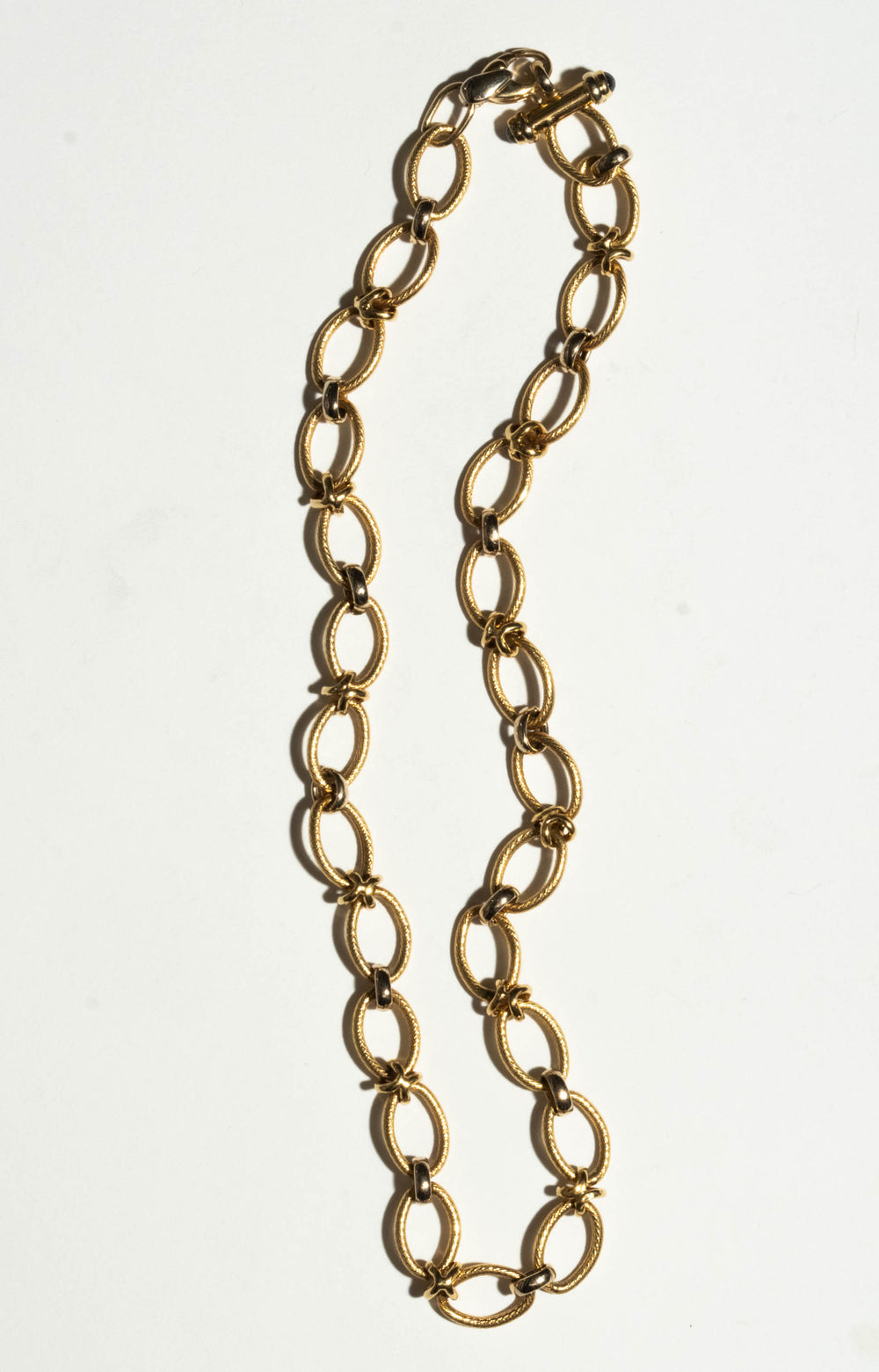 14K Oval Link Choker Necklace with Sapphire