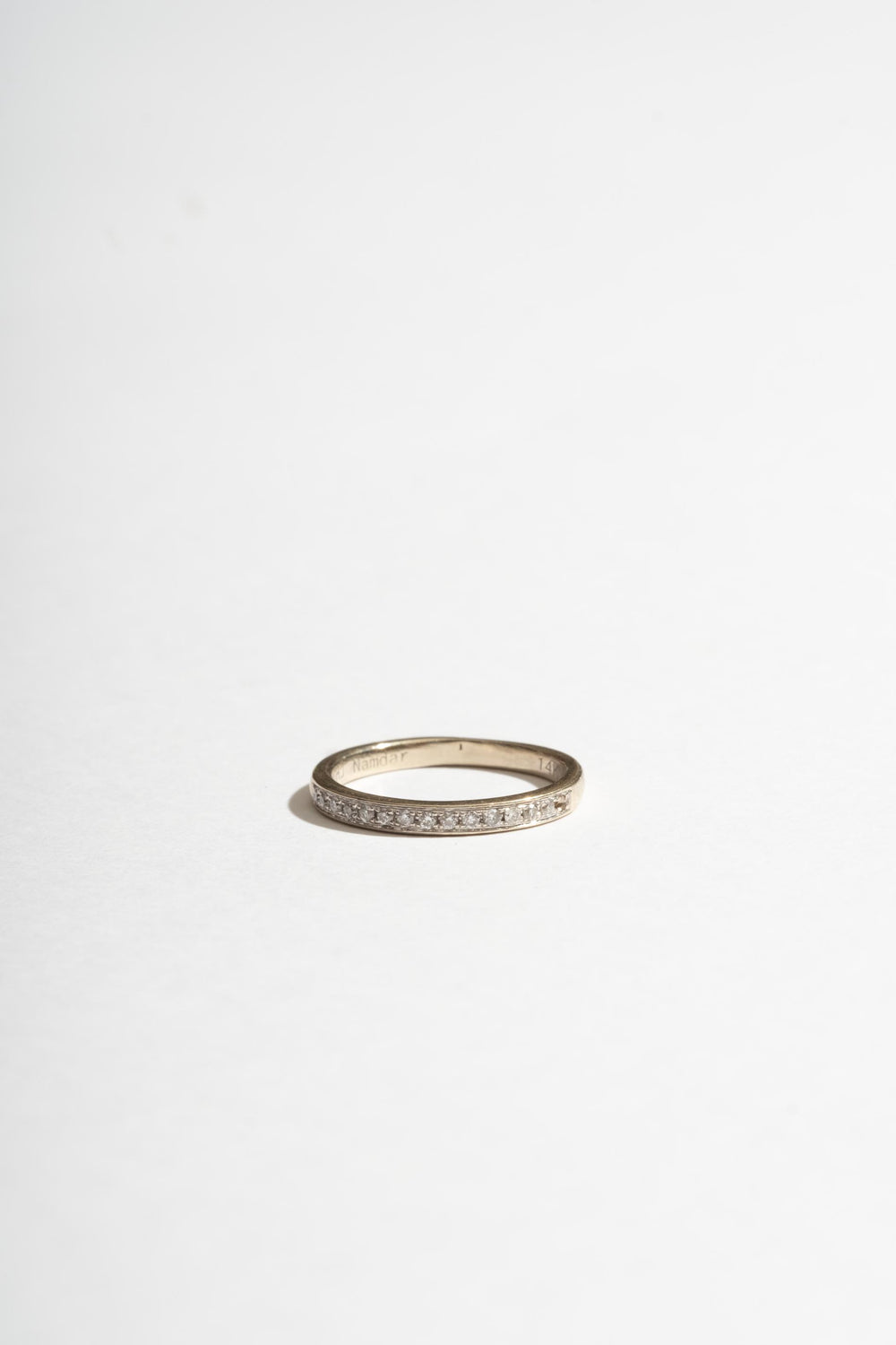 14K Plain White Gold 15 Diamond Band