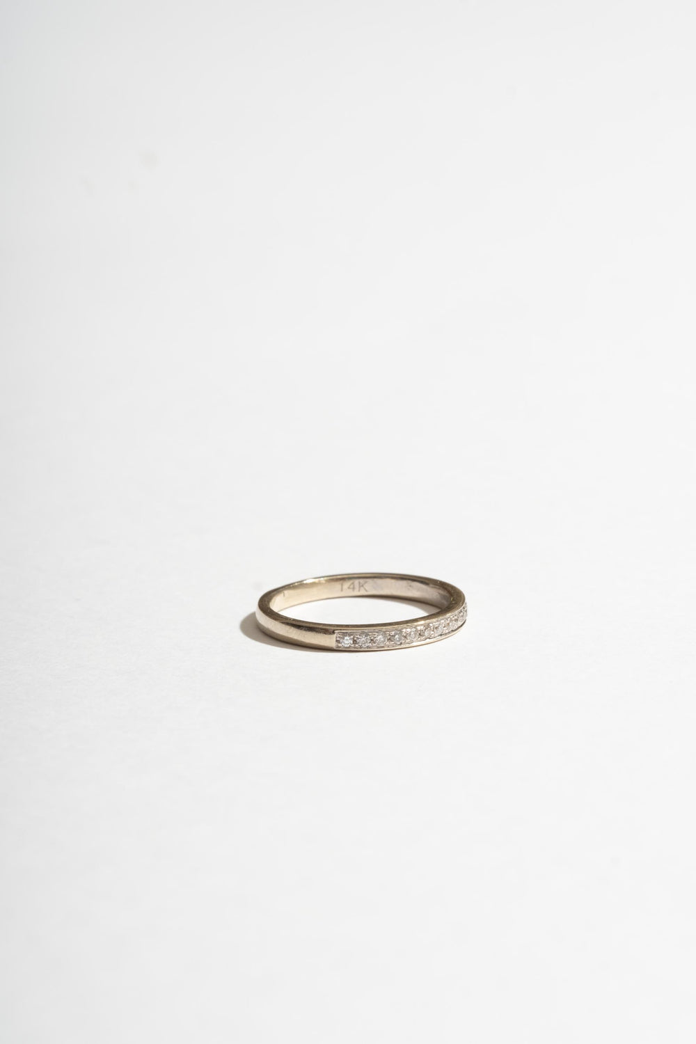 14K Plain White Gold 15 Diamond Band