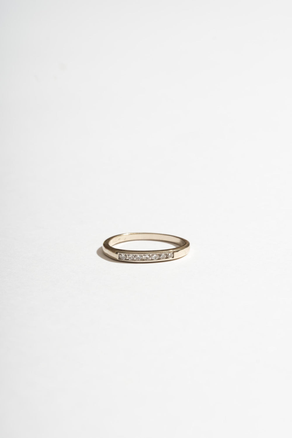 14K Plain White Gold 7 Diamond Band