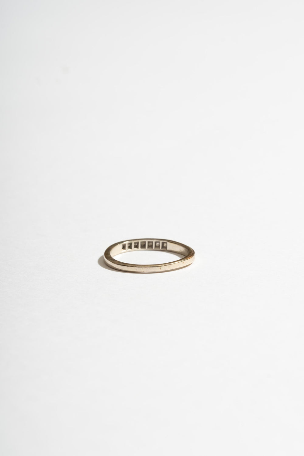 14K Plain White Gold 7 Diamond Band