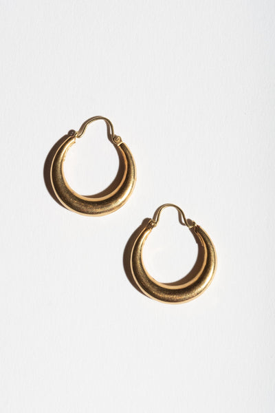 14K Puffy Crescent Hoops