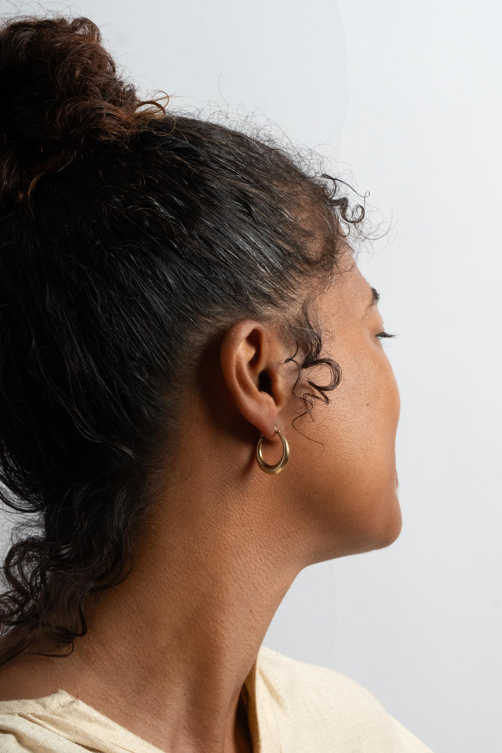 14K Puffy Crescent Hoops