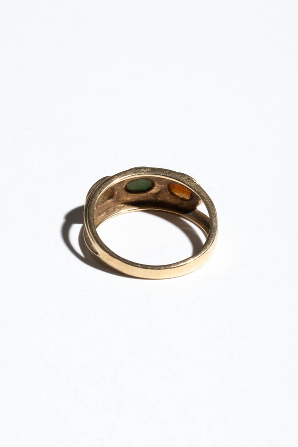 14K Triple Agate Ring