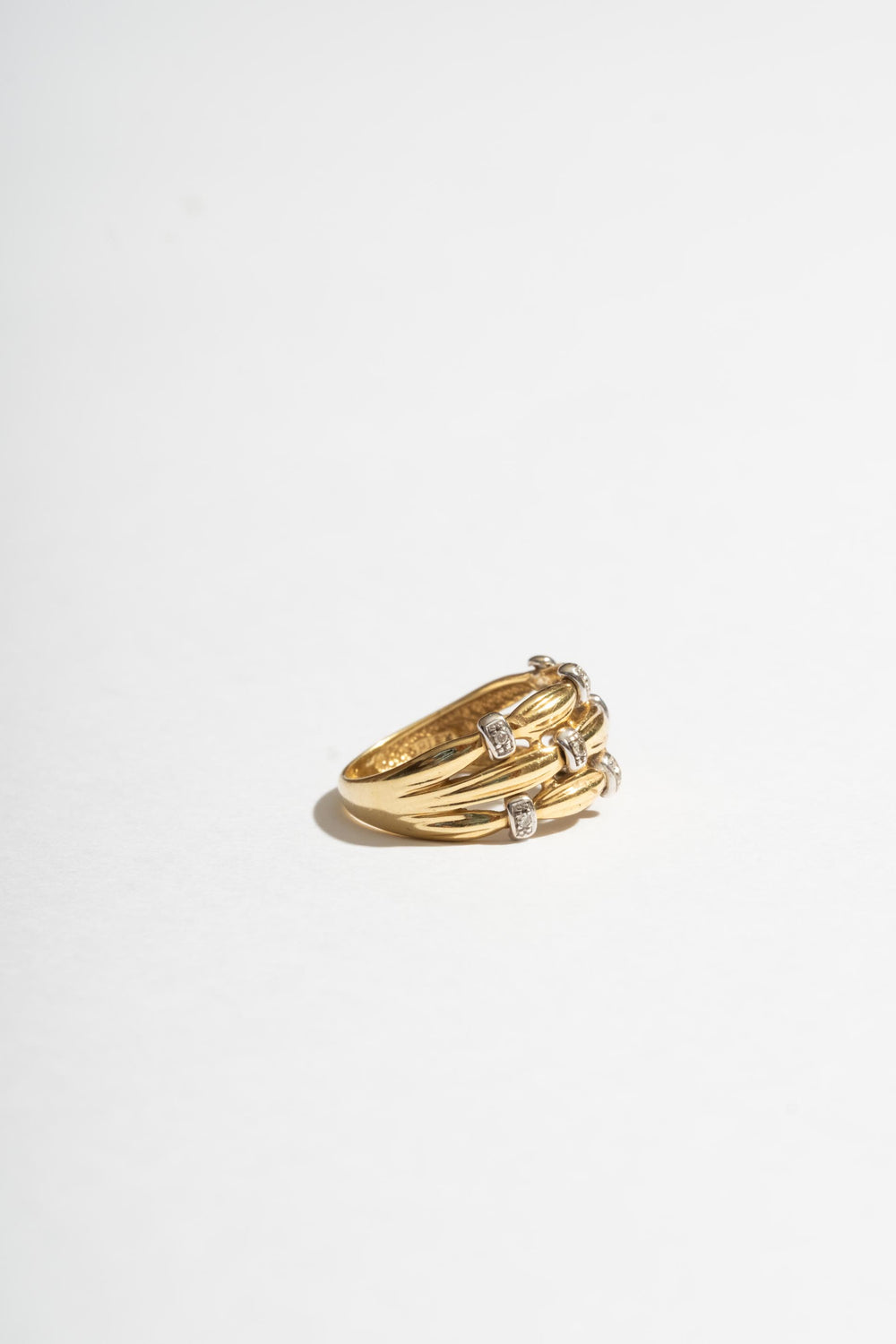 18K Woven Diamond and Gold Ring