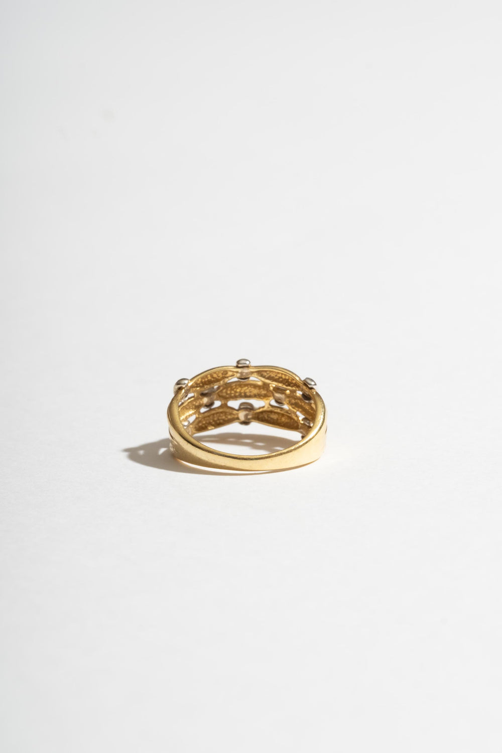 18K Woven Diamond and Gold Ring
