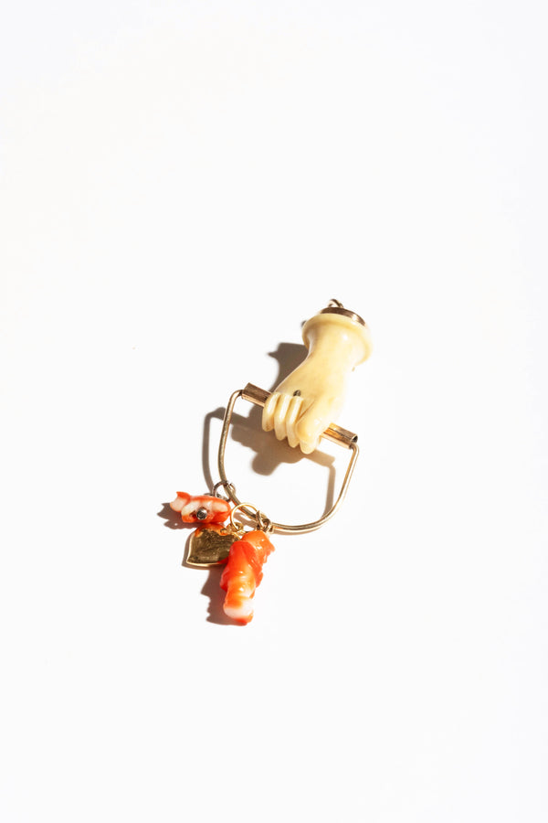 Mixed Karat Victorian Fist Charm Holder Pendant