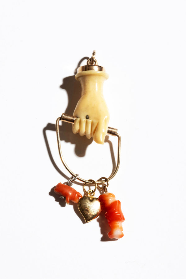 Mixed Karat Victorian Fist Charm Holder Pendant