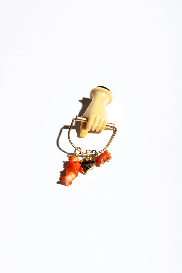 Mixed Karat Victorian Fist Charm Holder Pendant