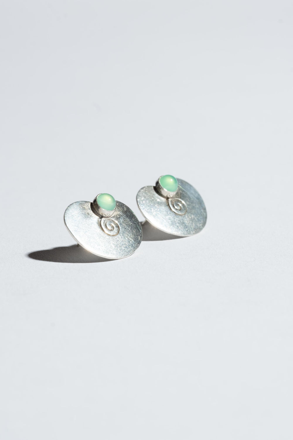 Sterling Jade Nautilus Studs