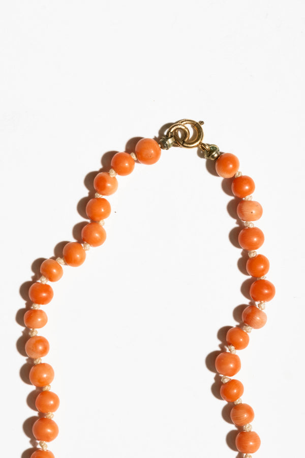Victorian Coral Necklace with 14K Clasp