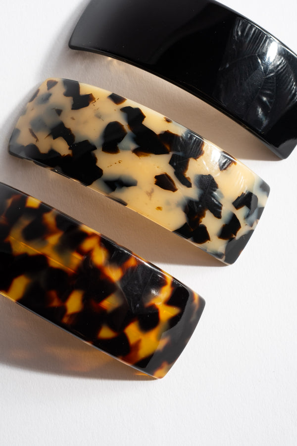 Rectangular Volume Barrette in Black