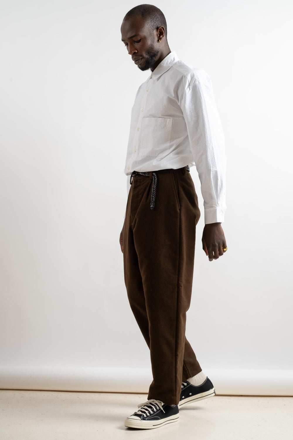 Single Pleat Pant In Cotton Moleskin