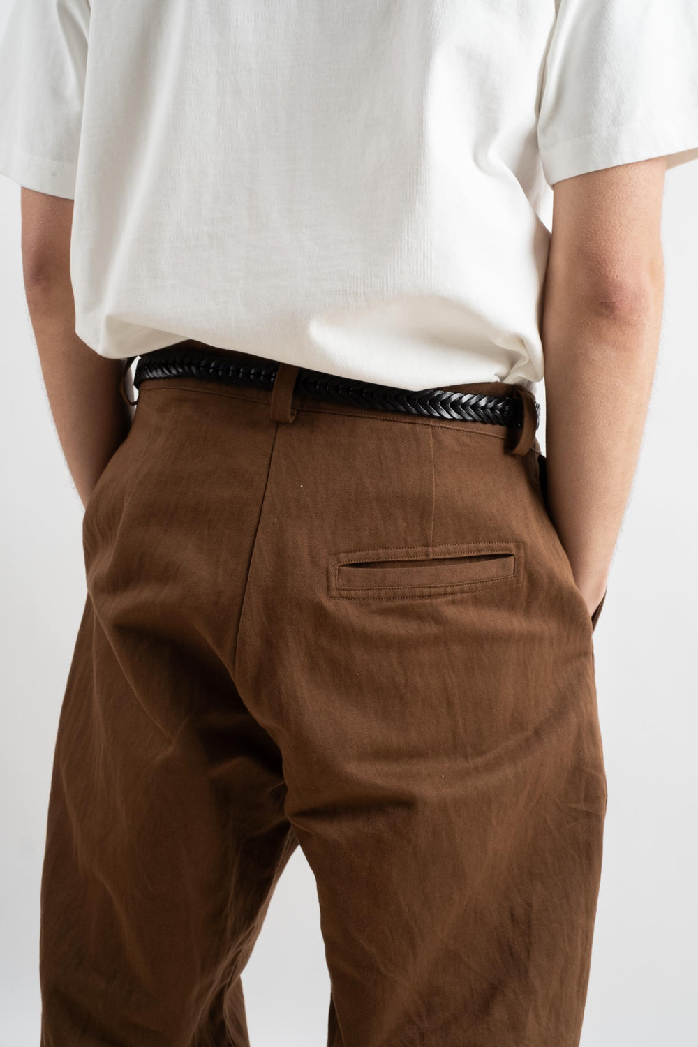 Single Pleat Pant In Natural Dye Brown Logwood Washi + Cotton Twill