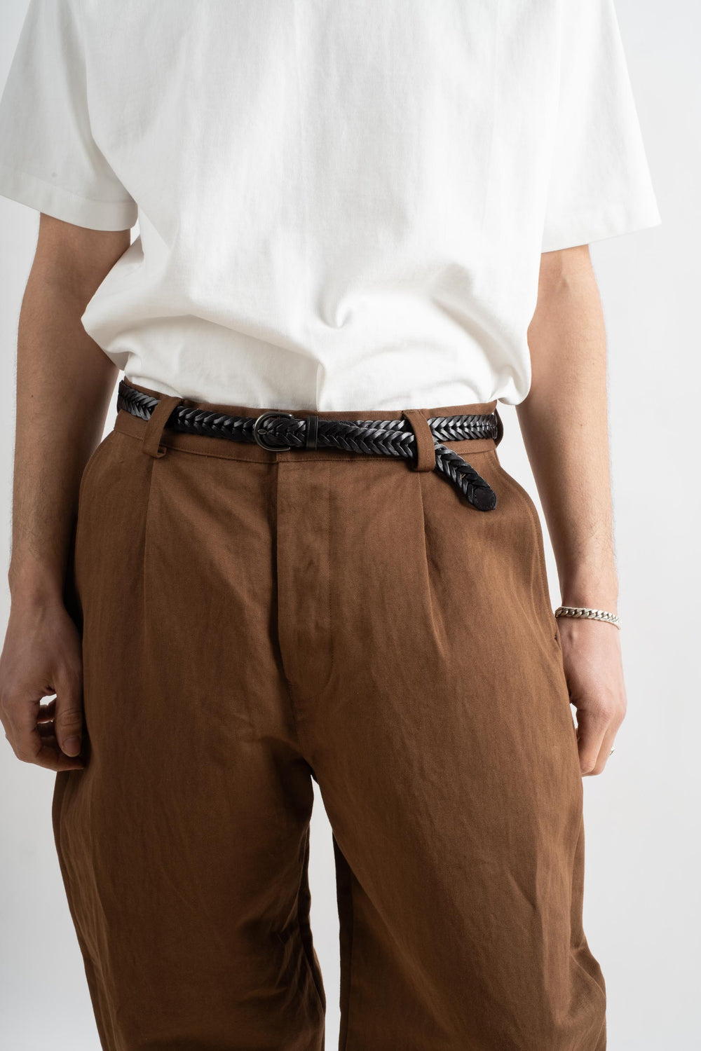 Single Pleat Pant In Natural Dye Brown Logwood Washi + Cotton Twill