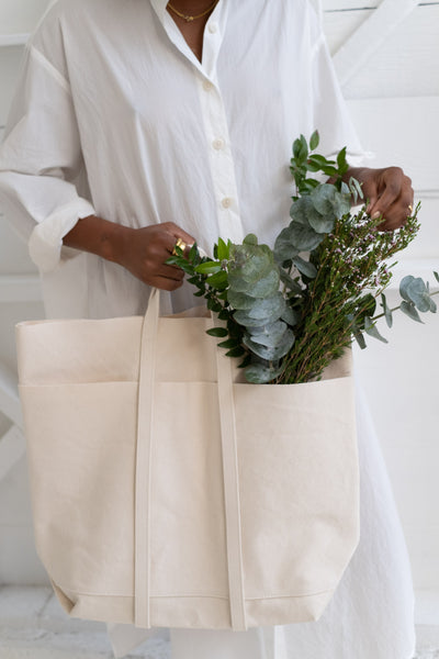 Tall 6-Pocket Tote in White