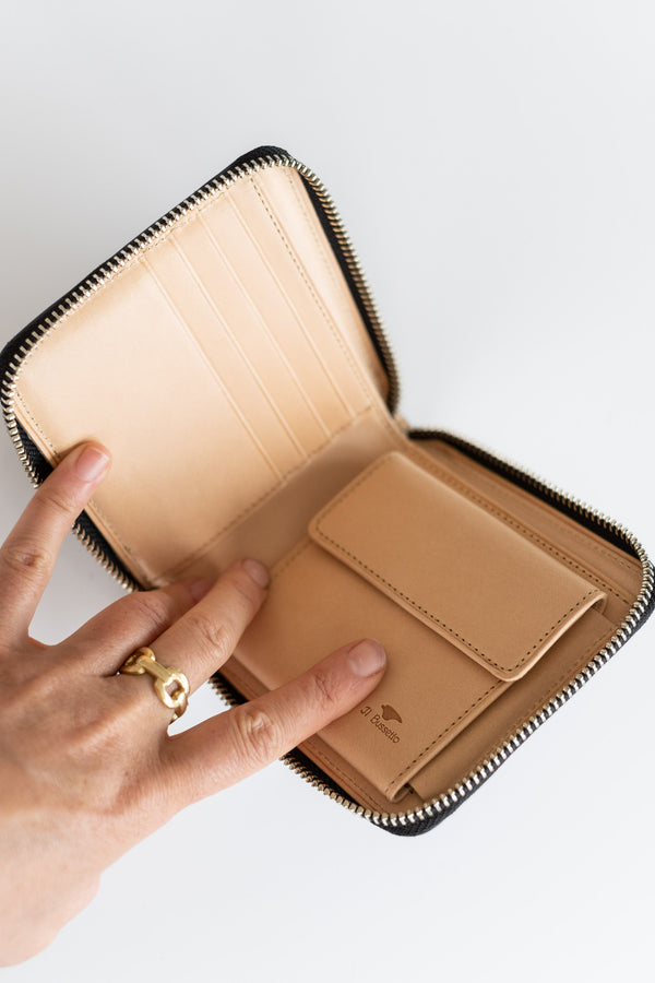 Square Zip Wallet in Black
