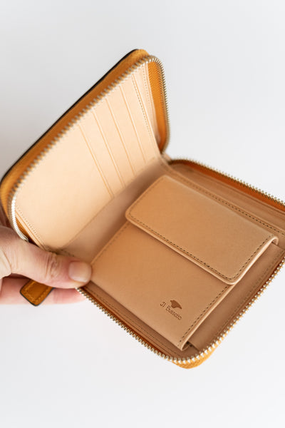 Square Zip Wallet in Ochre