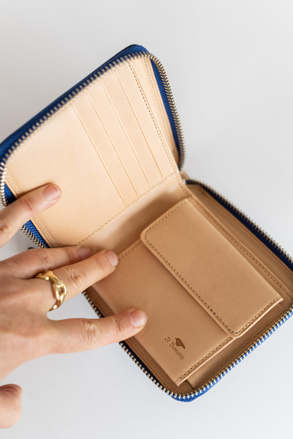 Square Zip Wallet In True Blue