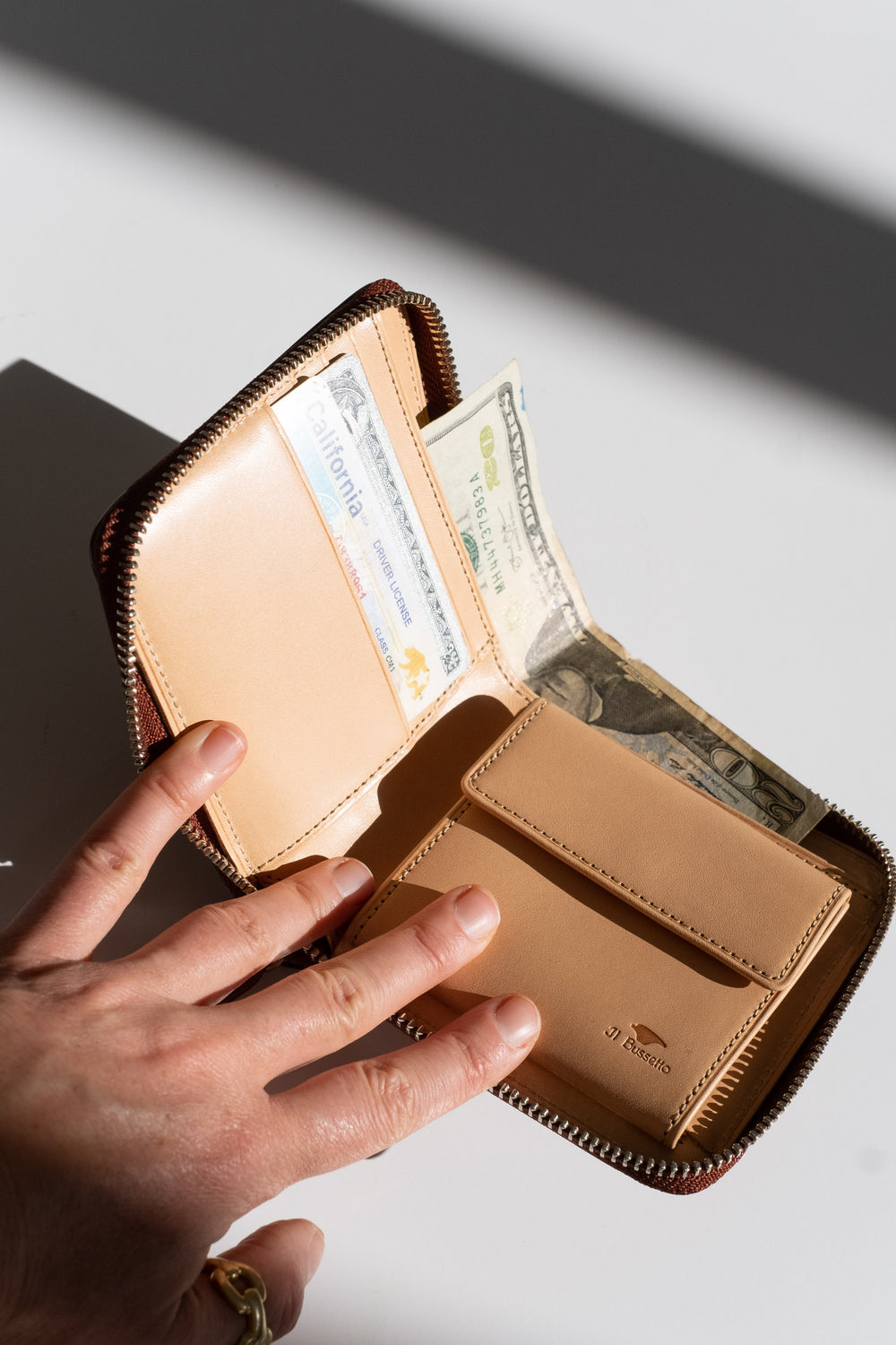 Square Zip Wallet in Cappuccino