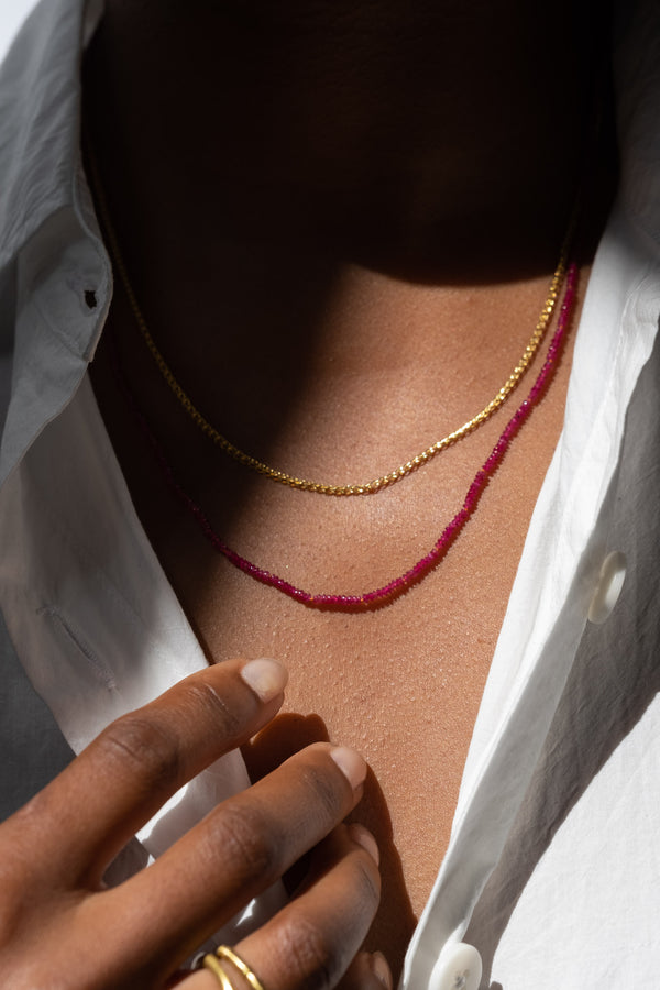 22K + Small Ruby Beads Strand