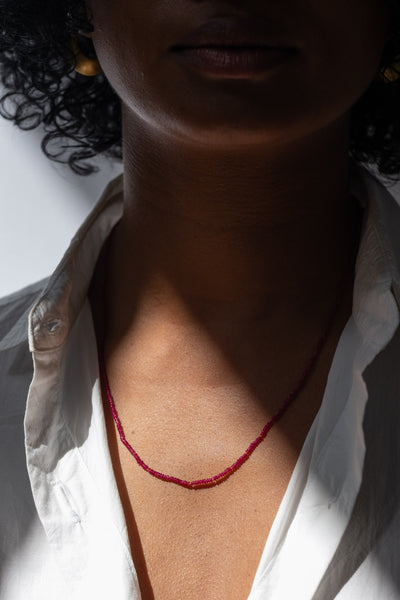 22K + Small Ruby Beads Strand