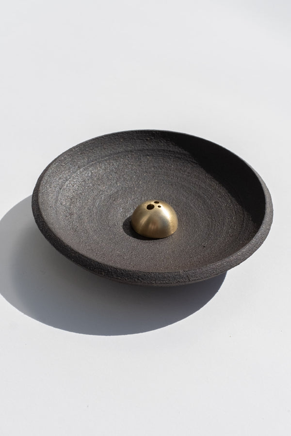 Black Stoneware Incense & Smudging Dish