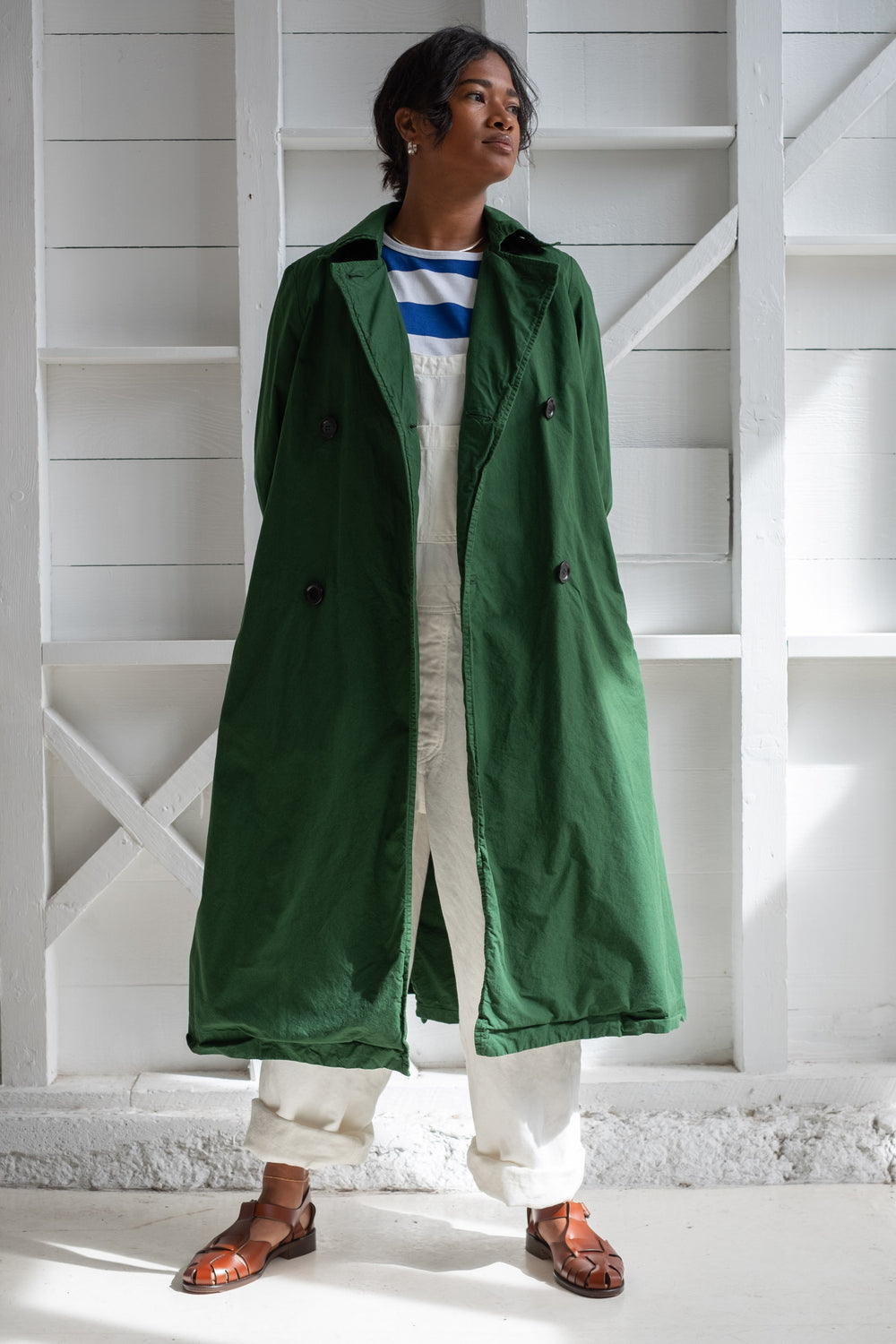 Double Button Coat In Green