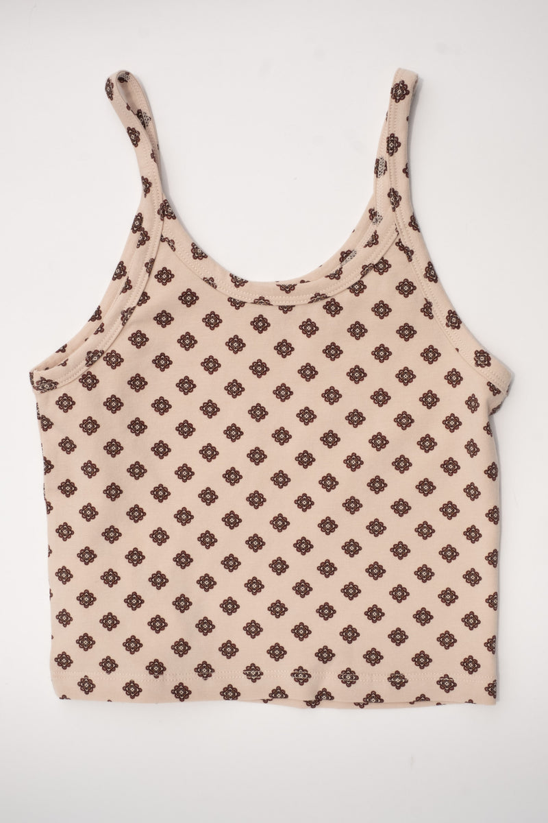 CROP TANK IN SHELL FOULARD