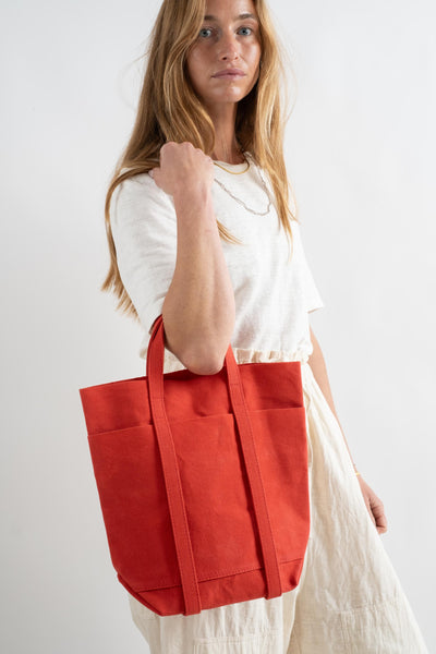 Small Light Canvas Tote in Scarlet