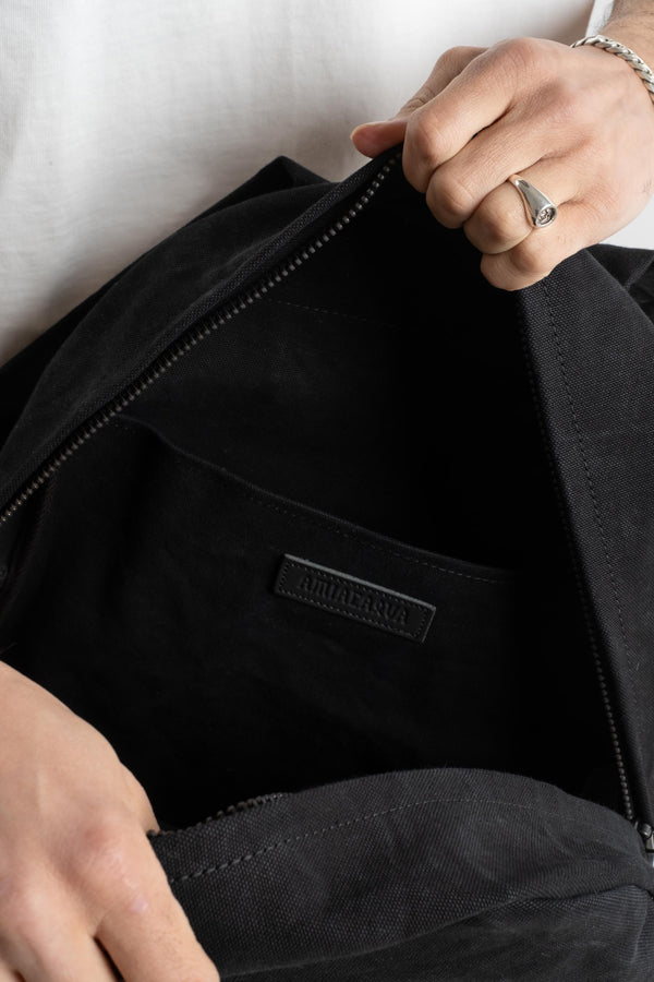Medium Canvas Backpack in Black
