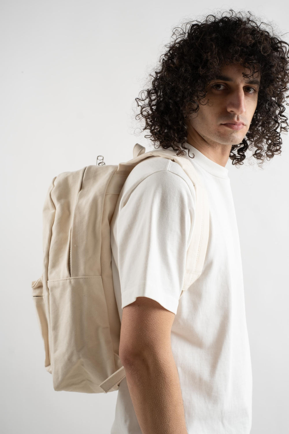 Medium Canvas Backpack in White