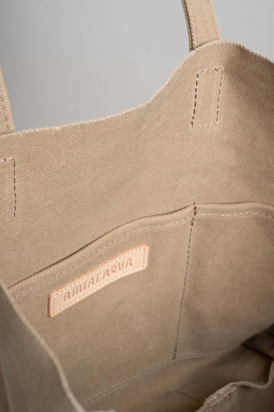 Small 6-Pocket Tote in Taupe