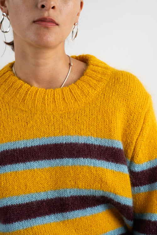 FLETCHER SWEATER IN CANARY STRIPE MOHAIR