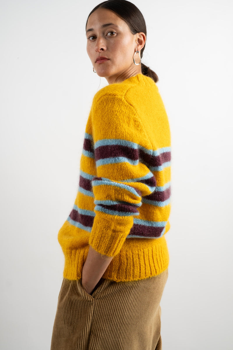 FLETCHER SWEATER IN CANARY STRIPE MOHAIR