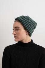 KNIT HAT IN EVERGREEN + WHITE MARL