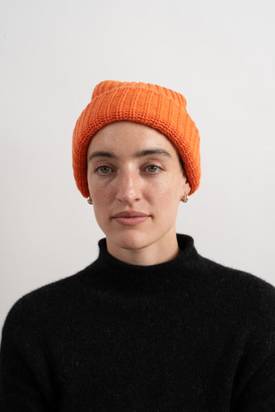 Knit Hat In Bright Orange
