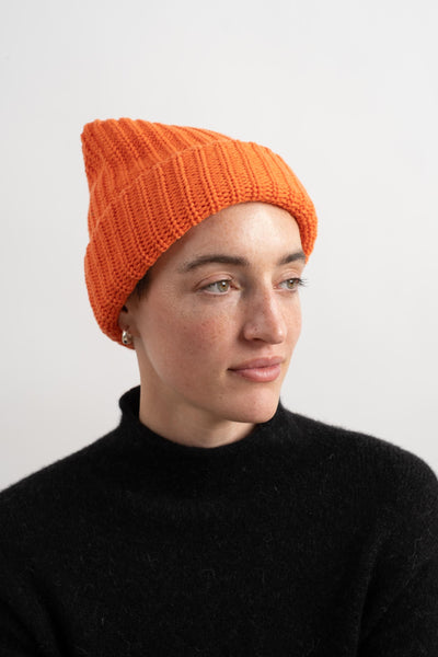 Knit Hat In Bright Orange