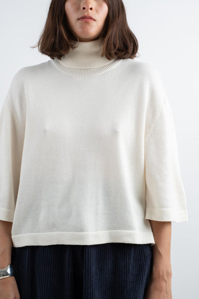 Cotton And Cashmere Turtleneck Sweater In Natural