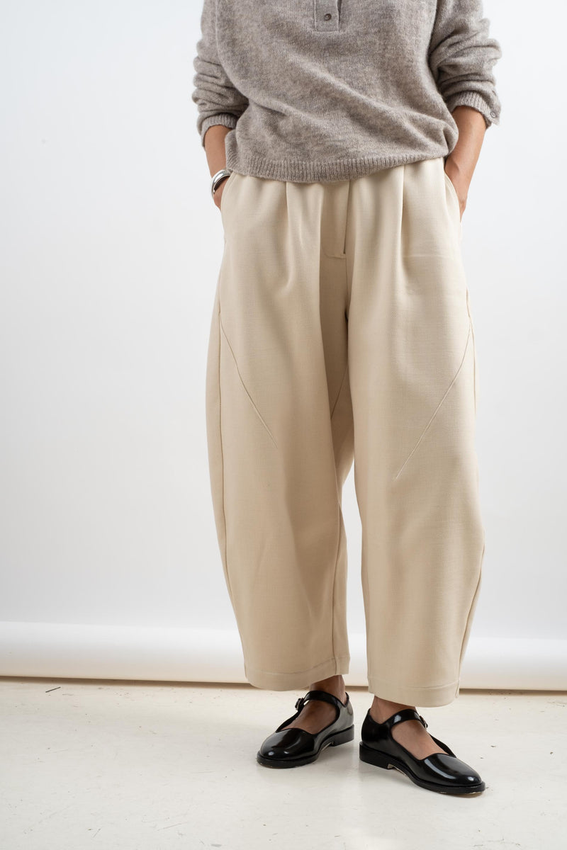 COTTON AND WOOL BAGGY PANT IN ALABASTER