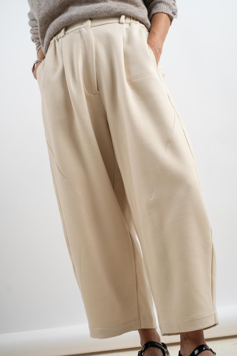 COTTON AND WOOL BAGGY PANT IN ALABASTER