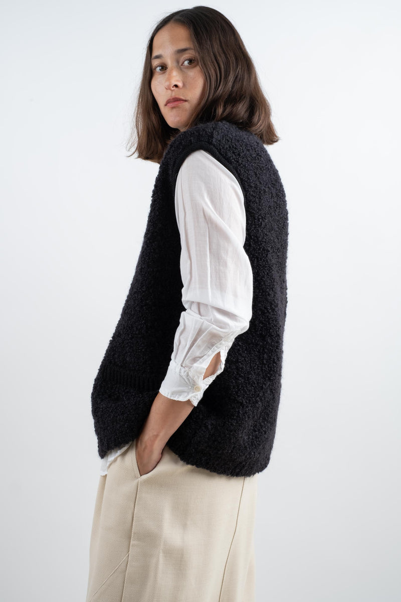 WOOL AND MOHAIR WAISTCOAT IN BLACK