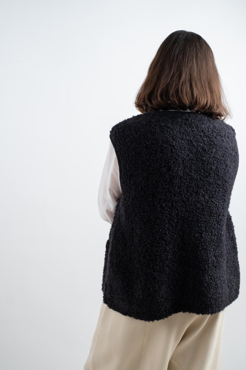 WOOL AND MOHAIR WAISTCOAT IN BLACK